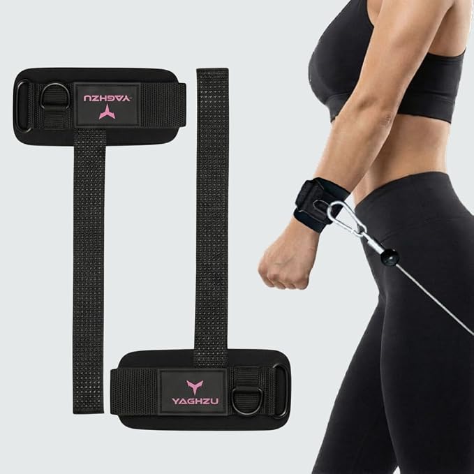Weight Lifting Straps with D Ring - Gym Straps with D Ring | Cuffed D Rings, Padded Wrist Support, Fits All Cable Machines, Unisex, Anti Slip, Heavy Duty Weight Lifting Straps