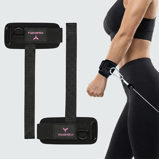 Weight Lifting Straps with D Ring - Gym Straps with D Ring | Cuffed D Rings, Padded Wrist Support, Fits All Cable Machines, Unisex, Anti Slip, Heavy Duty Weight Lifting Straps