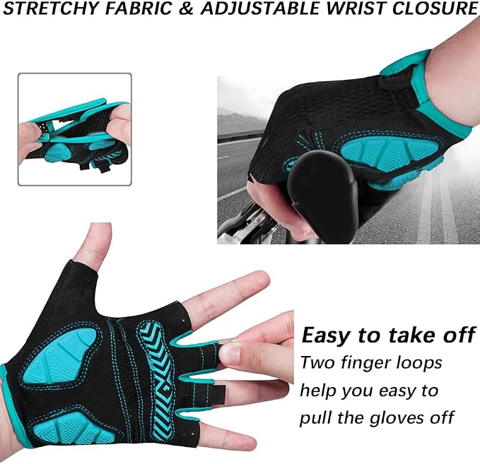 Cycling Gloves Bicycle Road Bike Gloves, Half Finger 5MM Gel | Biking Gloves for Men Women Gym workout exercise Motorcycle Hiking Rowing Outdoor Sports
