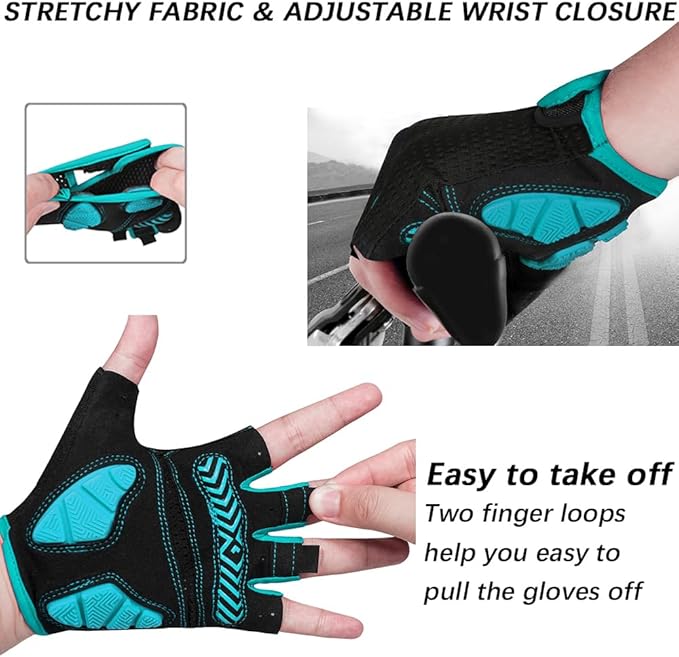 Cycling Gloves Bicycle Road Bike Gloves, Half Finger 5MM Gel | Biking Gloves for Men Women Gym workout exercise Motorcycle Hiking Rowing Outdoor Sports
