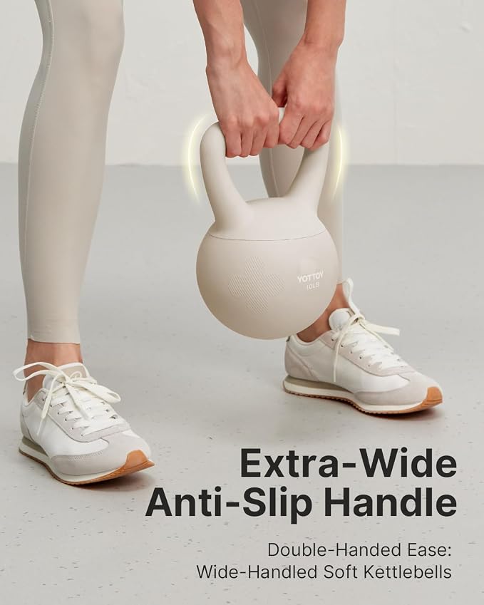 YOTTOY Soft Kettlebell for Home Workouts, Anti-Slip Wide Handle Strength Training Kettlebells, Cushioned Base for Safety - Ideal for Men, Women & Beginners
