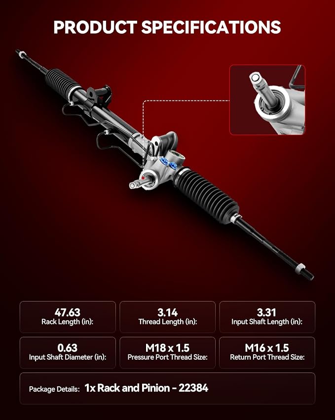Torchbeam Power Steering Rack & Pinion Assembly Fit for 2007-2010 Caliber, 2007-2010 Compass/Patriot, 2011-2017 Compass/Patriot 4WD, Hydraulic System Steering, Replaces OEM 22-384