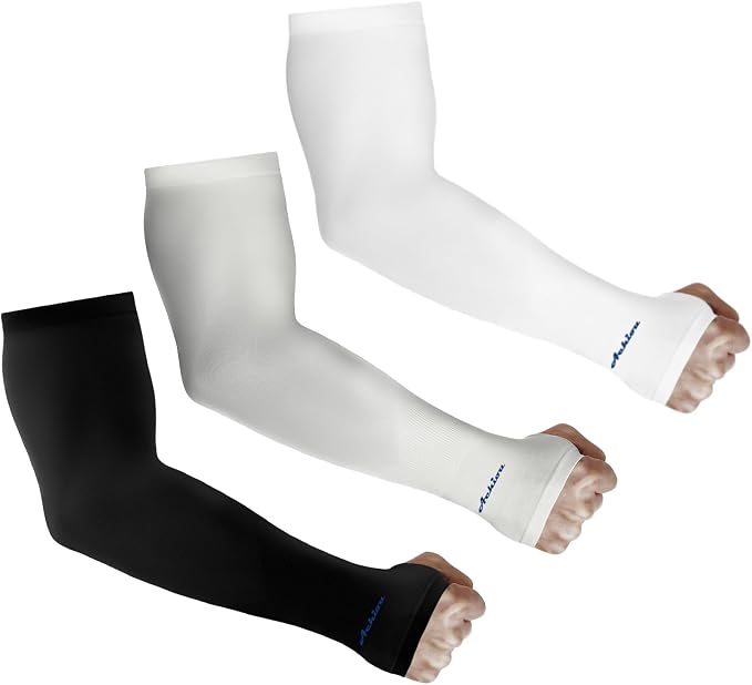 Achiou Arm Sleeves for Men Women, Sun Sleeves UV Protection Cooling Sports | Compression,Tattoo Sleeve Cover, Thumb Hole Design,Tattoo Cover Up, UPF 50+, Versatile Use for Basketball Football Volleyball