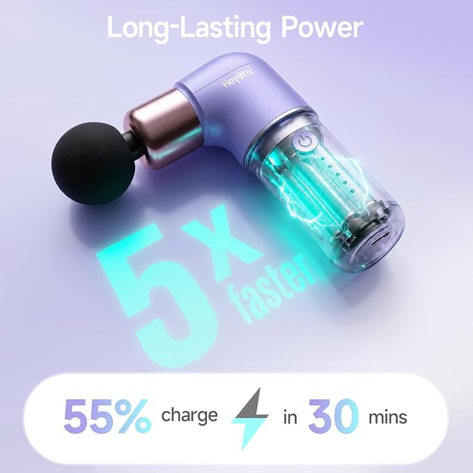 Super Mini Massage Gun, Deep Tissues Percussion Muscle Massager | Compact Sports Travel Massage Gun, FSA Eligible Portable Massager Gun for Her Him, Handheld Massager Gun HSA Eligible Purple
