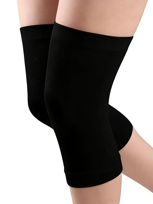 1 Pair Knee Compression Sleeves for Women & Men, Lightweight Thin Knee Sleeves for Knee Pain Relief, Knee Warmers Knee Brace Undersleeve Dancer Knee Pads, Knee Brace for Women Daily Use, Vendas Para Rodillas (Black, X-Large)