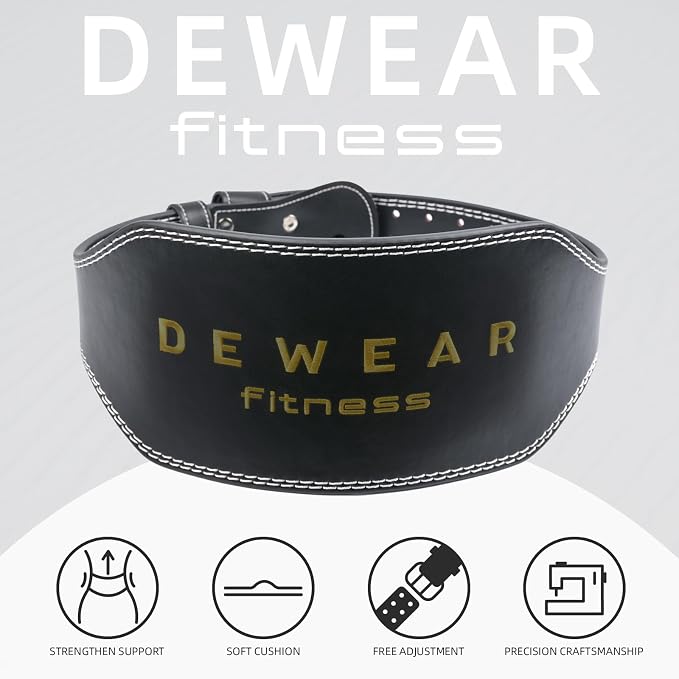 Genuine Leather Weight Lifting Belt, 4”& 6” Padded Lumbar Back Support, 10 Adjustable Holes, Gym Weight Belt Ideal for Deadlift, Powerlifting, Bodybuilding and Squat