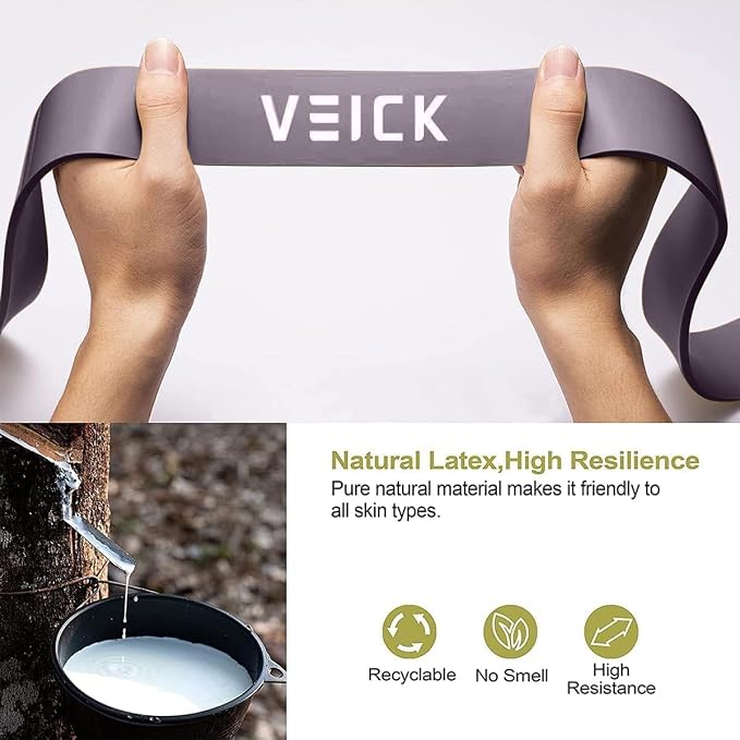 VEICK Pull Up Assist Resistance Bands for Home Gym | 100% Natural Latex, Non Slip Leather Texture, Space Saving, Versatile for Full Body Training, Home Gym
