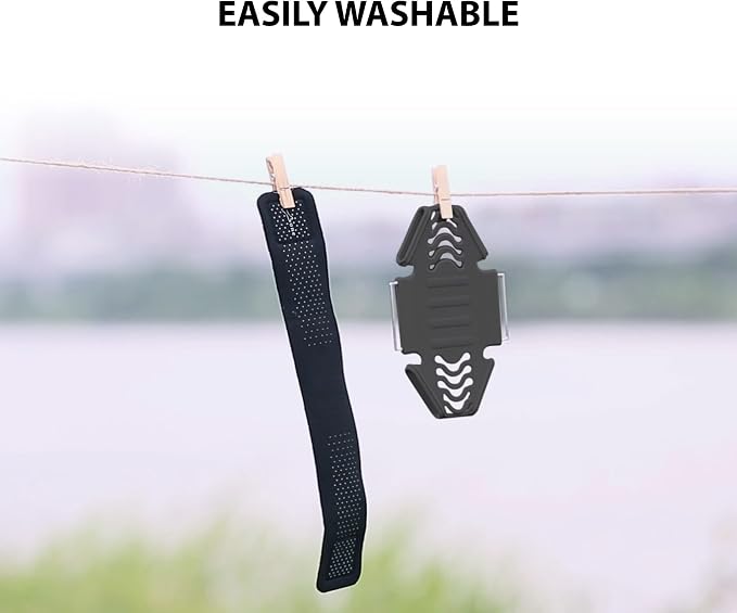 BONE Run Tie, Universal Running Phone Armband for 4"-6.7" Smartphones | Sweat Wicking, Skin-Friendly & Washable Silicone Strap, Workout Phone Arm Holder for Running (Black - S Arm Size 7.9-9.8")