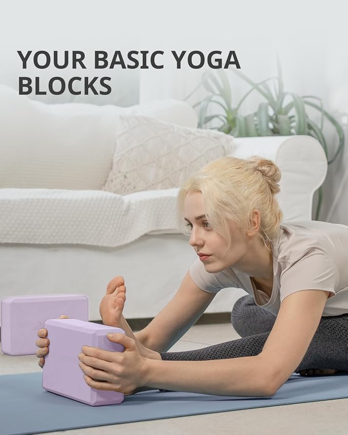 Trideer Yoga Blocks 2 Pack, Soft Non-Slip Foam Blocks with Beveled Edges for Alignment and Stretching in Yoga, Pilates, and Dance - Supportive, Lightweight, Odor Resistant, Latex-Free