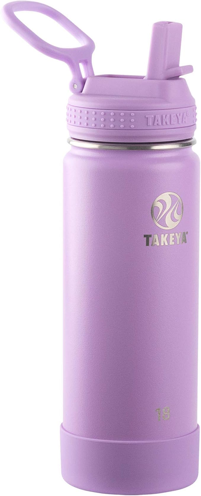 Takeya 18 oz Actives Stainless Steel Water Bottle with Straw Lid – Leakproof, Double-Wall Insulated, Keeps Drinks Cold 24 hrs/Hot 12 hrs, BPA-Free, Powder-Coated, Gym & Travel, Lilac