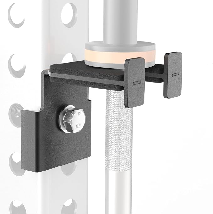 Rack-Mounted Olympic Barbell Holder for 2x2 & 2x3 Power Racks, No Drilling Required – Heavy-Duty Steel Storage with Protective Padding, Space-Saving Gym Equipment