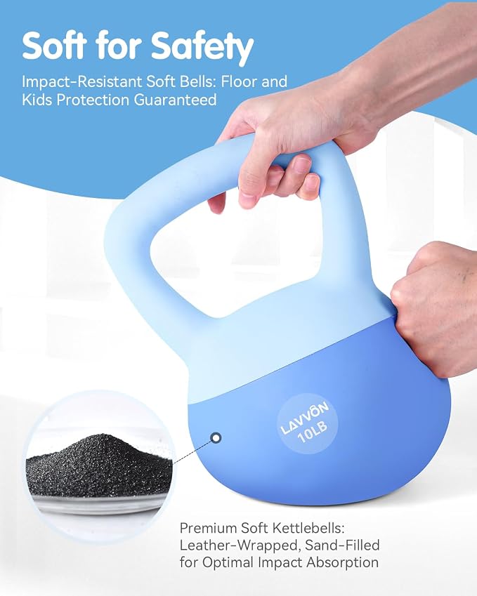 Soft Kettlebell - Cushioned Impact-Resistant Base and Anti-Slip | Kettle bell Anti-Slip Grip Weight for Home Workouts, Safe Strength Training Kettlebells Sets for Women& Men - Non-Slip Gloves