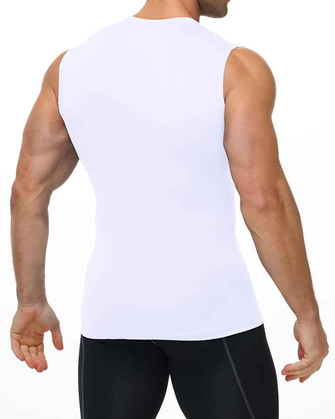 Mens Sleeveless Compression Shirt Athletic Workout Tank Top Quick Dry Muscle Base Layer Undershirt Gym Running