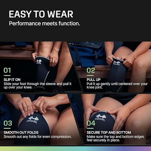 Modvel Strength 7mm Knee Sleeves (Pair) for Weightlifting & Powerlifting (USPA, IPL Approved) | High-Performance Knee Compression Support For Squats, Weight Lifting - Men and Women