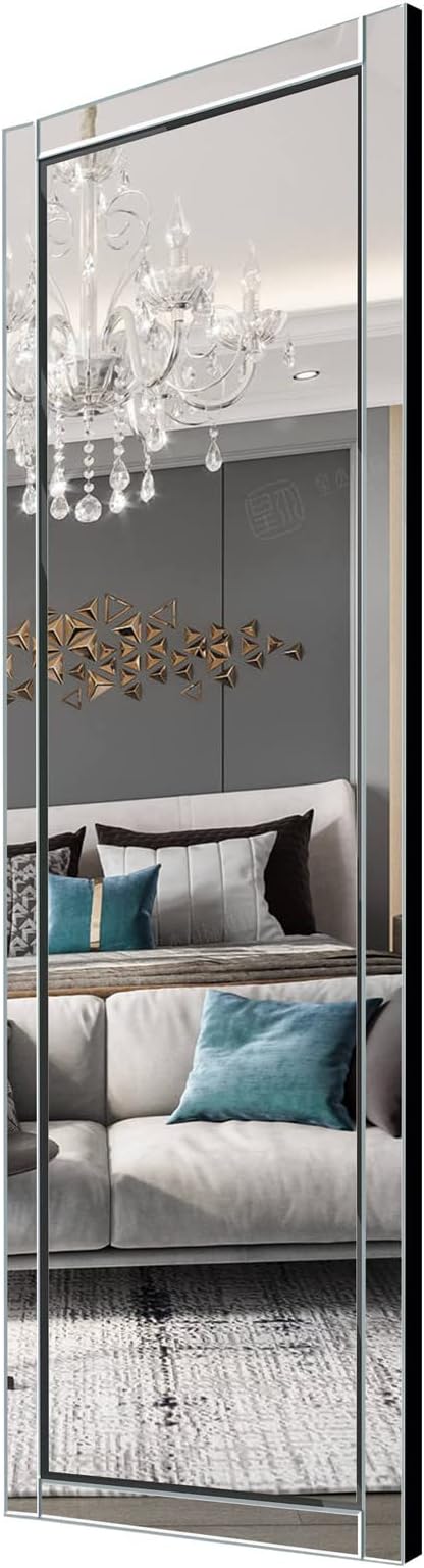 Syndra 65x24 Full Length Wall Mirror, Large Rectangle Mirrors with Reflect Frame, Wall Mounted/Hanging, Full Body Mirror for Bedroom, Living Room, Bathroom, Dressing Room & Gym Decor