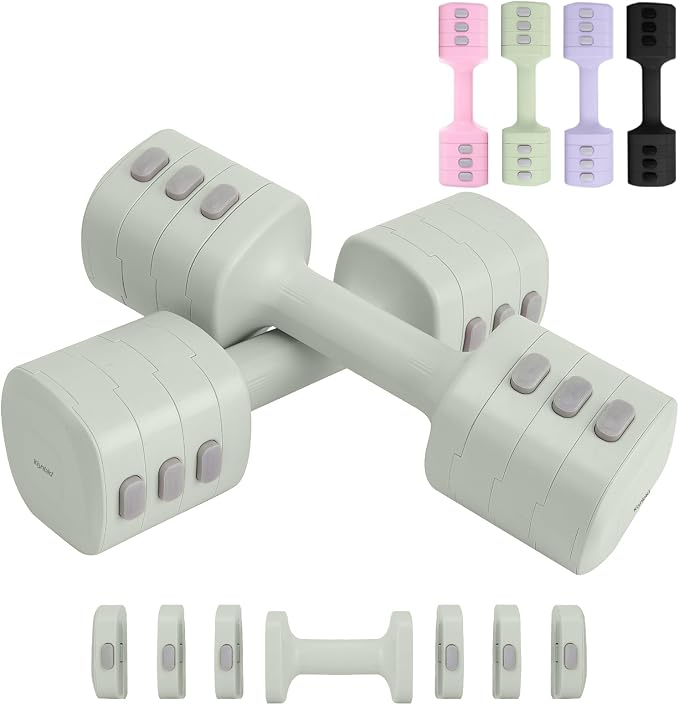 kisnbld Adjustable Dumbbell Set, 2-in-1 Dumbbells & Kettlebell,Hand Weights | 2.2-5.5lb Each Free Weights for Women Beginners with Fast Adjustment,Weights Set for Home Gym & Outdoor Exercise Training