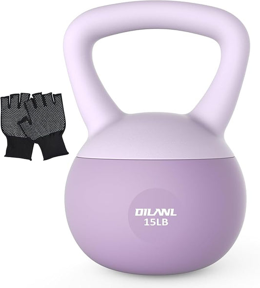 Soft Kettlebell, Safe Strength Training Kettle bell, Cushioned Impact | Resistant Base and Anti-Slip Grip Weight, Kettlebells Set for Home Workouts and Men/Women/Beginners,With Non-slip Gloves