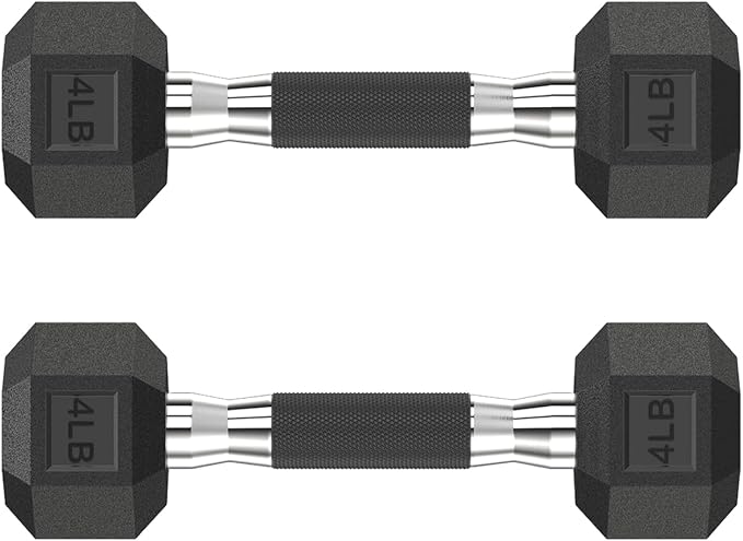 HANDBODE Rubber Encased Hex Dumbbell Pair, 2.5-65 lb | Non-Slip Handle Design for Secure & Comfortable Grip, Hand Weights for Strength Training, Fitness & Home Gym