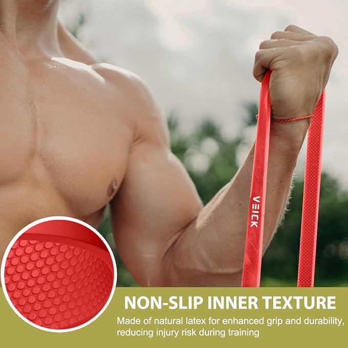 VEICK Pull Up Assist Resistance Bands for Home Gym | 100% Natural Latex, Non Slip Leather Texture, Space Saving, Versatile for Full Body Training, Home Gym