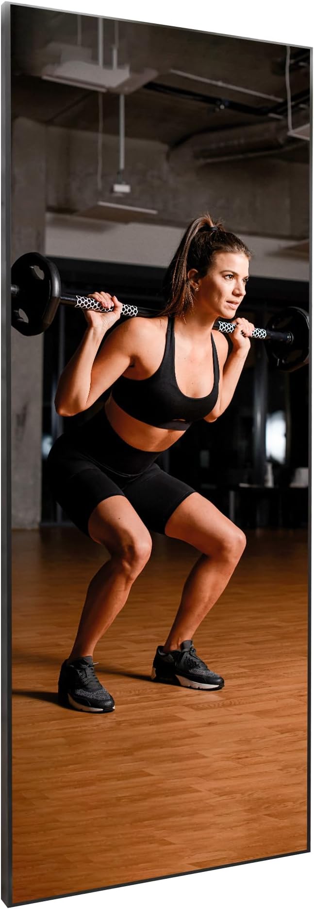 Glassless Large Gym Mirror Shatterproof Unbreakable Wall Mirror for Gym, Dance Studio, Home Workout Room – 0.04mm Nano Film – Black 30" x 54"