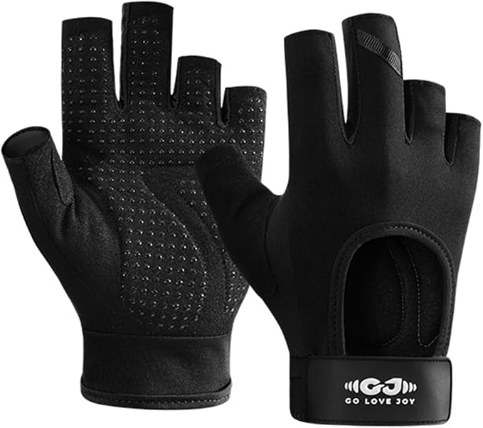 SUJAYU Workout Gloves for Women & Men, Anti-Slip Fingerless Gloves for Weightlifting, Mens Workout Gloves Gym Gloves Fitness Gloves