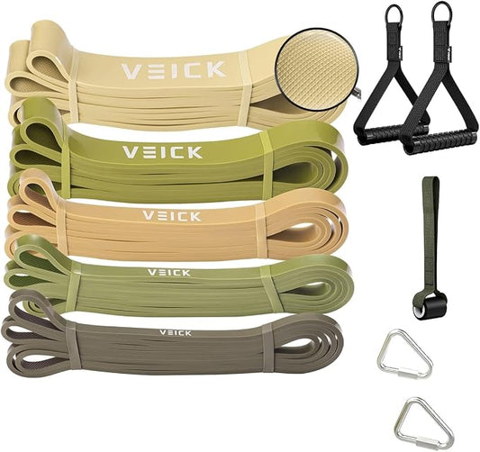 VEICK Pull Up Assist Resistance Bands for Home Gym | 100% Natural Latex, Non Slip Leather Texture, Space Saving, Versatile for Full Body Training, Home Gym