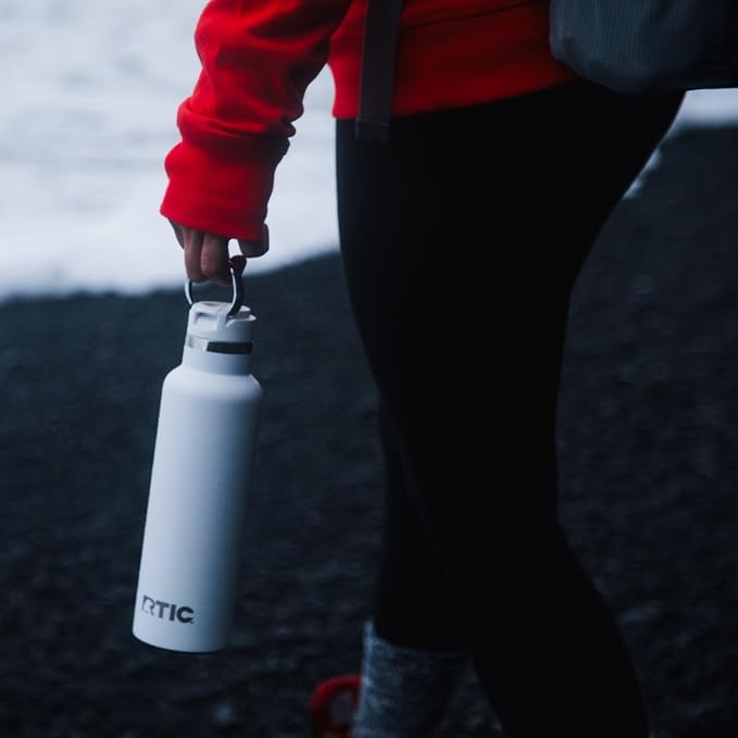 RTIC 20oz Journey Water Bottle Ceramic Lined Metal Stainless Steel Vacuum Insulated, BPA Free, Reusable, for Water, Hot and Cold Drinks, Travel, Sports, Camping, Cool Grey Glitter