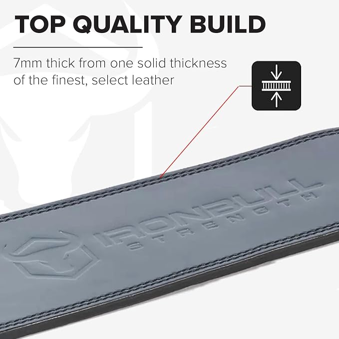7mm Leather Weight Lifting Belt (IPF Approved) – 4” to 2” Tapered Weightlifting Belt for Powerlifting, Olympic Lifting, Gym & Workout – Back Support Belt for Men & Women