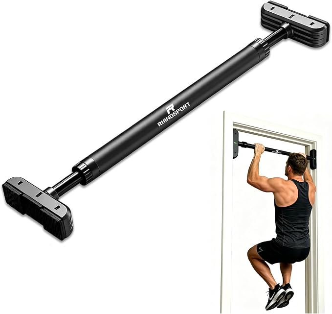 RHINOSPORT Door Pull Up Bar Doorway Chin Up Bar from 69-92 cm (27.1in-36.2in) Workout Equipment for Home Gym Upper Body Workout Non-Slip