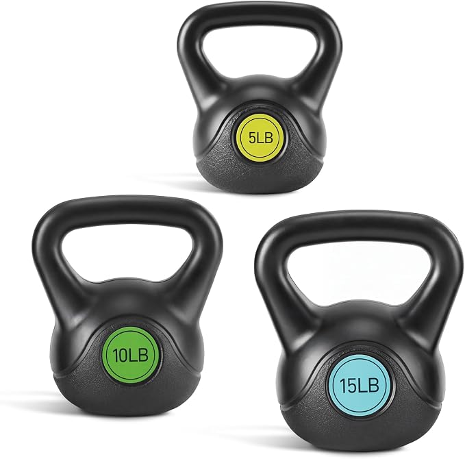 OLIXIS Hard Kettlebell Sets Strength Training KettleBells Weight Set | Coated Concrete Kettlebells, Wide Handle & Bottom, Weight Workout Exercise Equipment for Home Gym Outdoor