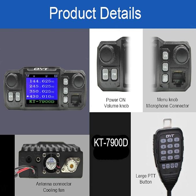 KT-7900D Mini Mobile Radio KT7900D 25W Quad Band Quad Standby Car Radio Walkie Talkie