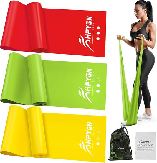 HPYGN 3 Levels Non-Latex Exercise Bands for Physical Therapy & Yoga, Professional Resistance Bands Set for Working Out, Strength Training, Pilates & Rehab, TPE Elastic Stretch Bands for Seniors, Women