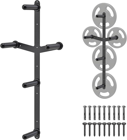Kipika Weight Plate Storage Rack - Wall Mounted Weight Plate Holder with Durable Steel Construction Organizer for Olympic Plates, 1000lb Capacity, Space-Saving for Home Gym