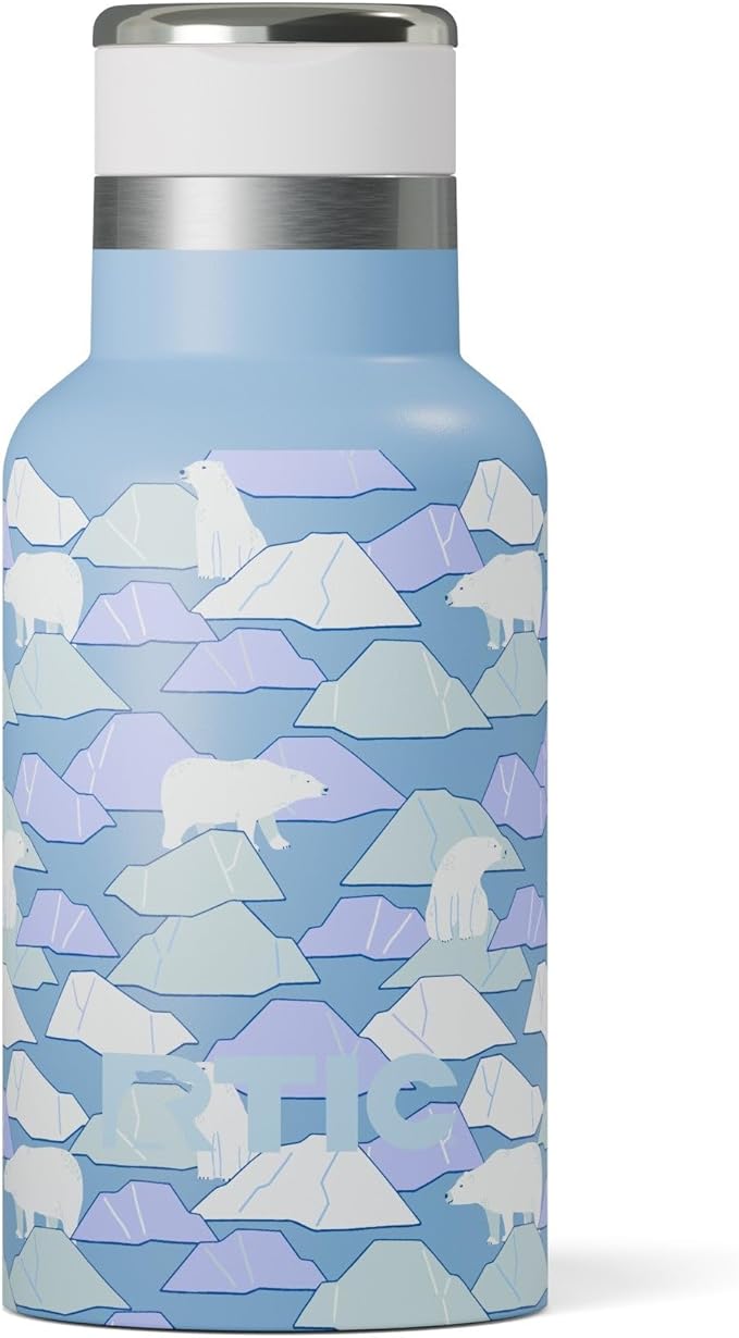 RTIC Little Journey Water Bottle with Straw, Ceramic Lined, Polar Ice | Stainless Steel Metal, Insulated for Hot and Cold Drinks, Sports, Travel and Camping