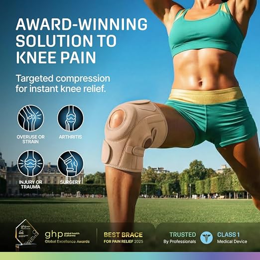 Modvel Knee Brace with Side Stabilizers & Patella Gel Pads for Pain Relief and Joint Support Breathable, Non-Slip Compression Sleeve for Men & Women, Arthritis, Meniscus, ACL Recovery