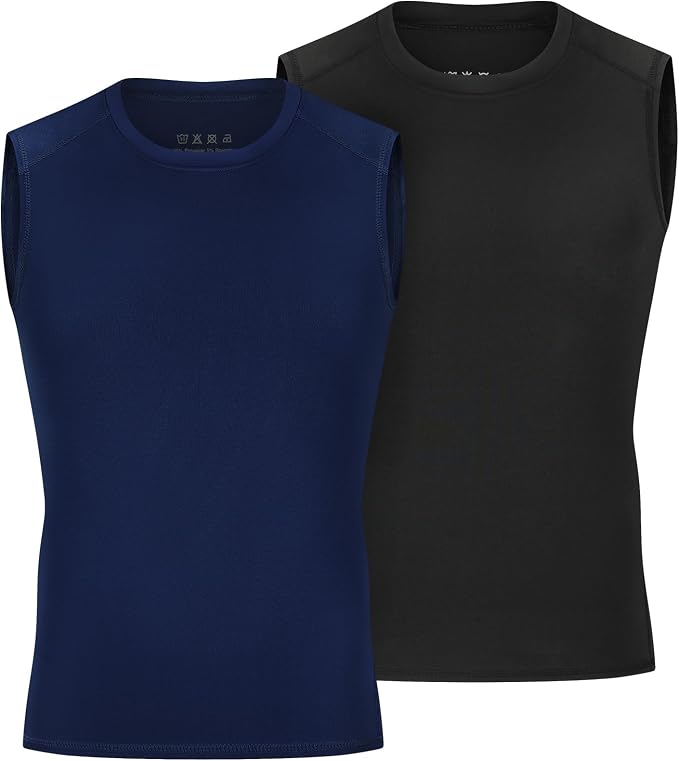 Youth Boys Sleeveless Compression Shirt Basketball Football Undershirt Quick Dry Kids Athletic Tank Tops for Workout