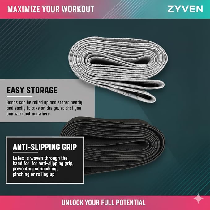 76 Inch Fabric Resistance Band for Working Out, Extra Long Resistance Band for Strength Training, Mobility & Stretching, Non Slip Heavy Duty Exercise Band for Yoga, Home Gym, Athletes