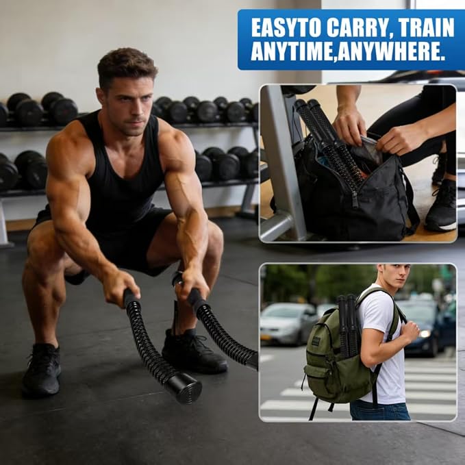 Weighted Ropeless Battle Rope, Cordless Battle Ropes for Home Gym, Workout Rope for Strength Building, Low-Impact HIIT Cardio for Men and Women, Can Be Assembled into a Fitness Stick