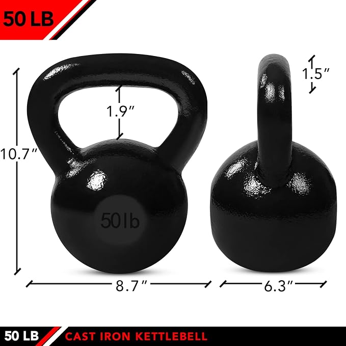JFIT Cast Iron Kettlebell – Single Weight, Flat Bottom, Polished Handle | Men & Women | CrossFit, Cardio & Strength Training