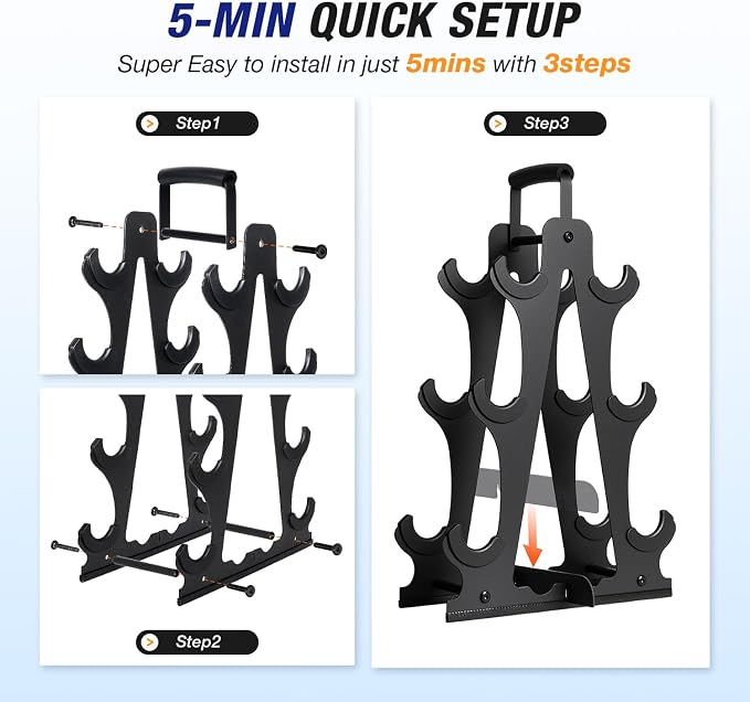 Ghosthorn Tiered A-Frame Dumbbell Rack Stand for Home Gym Space Saving | Heavy Duty Weight Storage Racks for Home Gym,Stable Space Saving Small Dumbbell Rack Hold 4/5 Pairs of Dumbbells (Rack Only)
