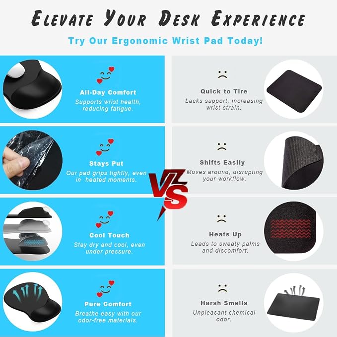 ErgoComfort Gel Wrist Rest Mouse Pad-Ergonomic Office Mousepad with Wrist Support-Non-Slip, Design Desk Accessories Mat for Home&Game Decor (03Silver Surge)