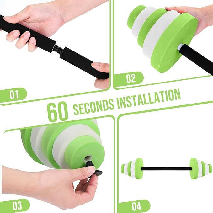 29.3’’Swimming Barbell Pool Dumbbell Swim Dumbbell with Water Exercise Discs High Density EVA Foam Aquatic Exercise Equipment