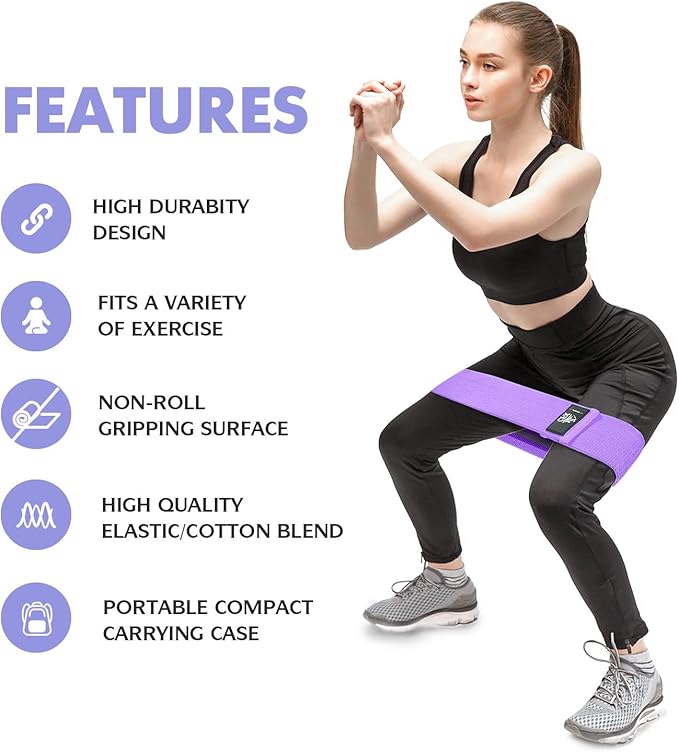 CFX Resistance Bands Set, Exercise Bands with Non-Slip Design for Hips & Glutes, 3 Levels Workout Bands for Women and Men, Booty Bands for Home Fitness, Yoga, Pilates