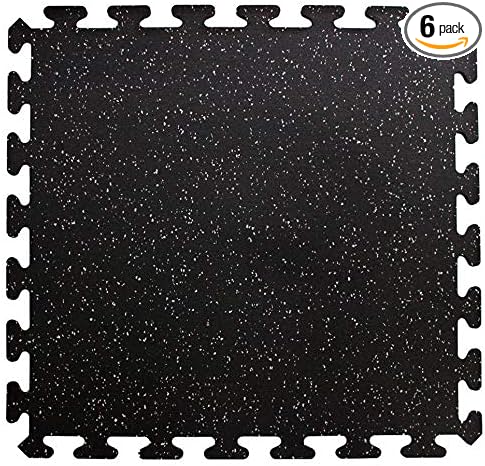 American Floor Mats Fit-Lock 3/8 Inch Heavy Duty Rubber Flooring - Interlocking Rubber Tiles (24" x 24" Tile) 10% Blue - 6 Center Tiles Expansion Pack