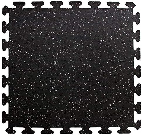 American Floor Mats Fit-Lock 3/8 Inch Heavy Duty Rubber Flooring - Interlocking Rubber Tiles (24" x 24" Tile) 10% Red - Single Center Tile