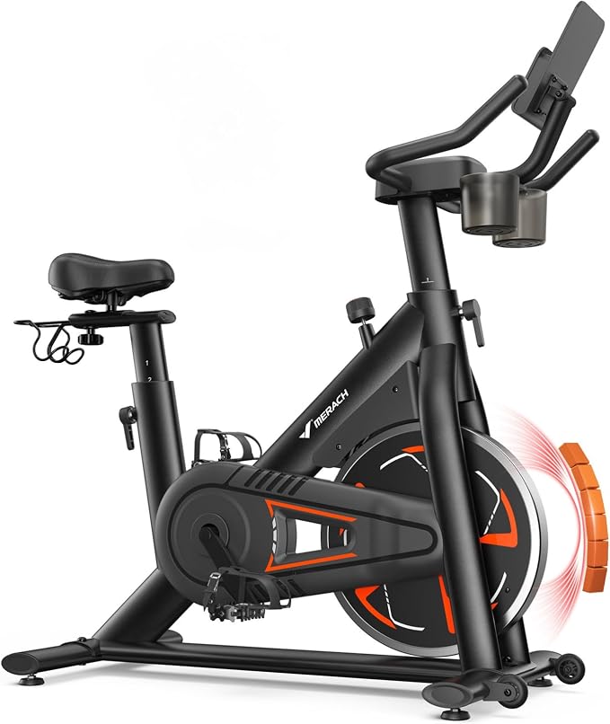 MERACH S36 Exercise Bike, Magnetic Resistance, 330lbs Capacity | Stationary Bike for Home, Quiet Drive, Fitness App with Courses, Adjustable Seat, Indoor Cycling Bike