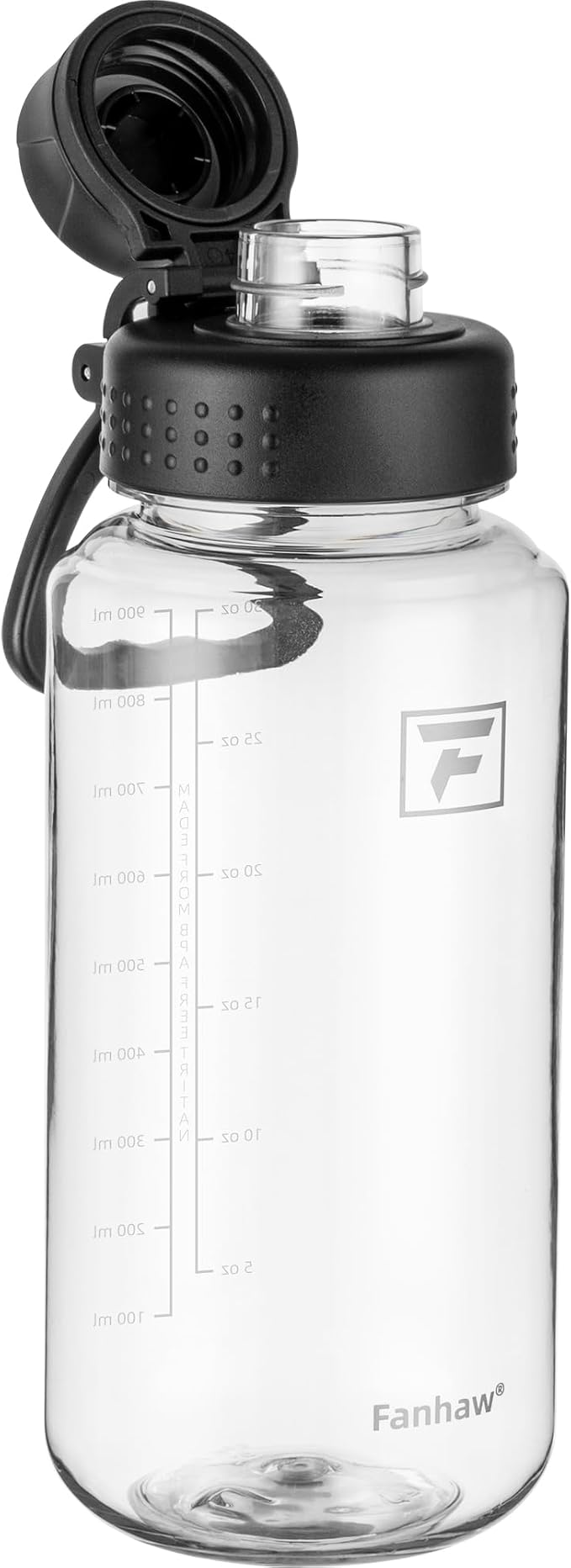 Fanhaw 32 oz Clear BPA-Free Tritan Water Bottle with Fast-Flow Spout Lid (6 Pack), BPA-Free & Leak-Proof Wide-Mouth Reusable Bottle for Gym, School & Office, Back to School Essentials (Clear&Black)