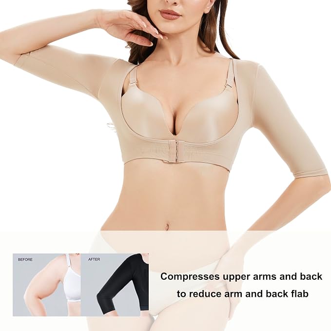 KSKshape Arm Shaper for Women Arm Compression Sleeves Post Surgical Slimming Sleeves Posture Corrector Tops Shapewear