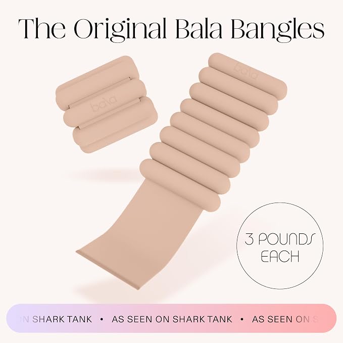 Bala Bangles Wrist & Ankle Weights for Women & Men, Home Gym Equipment | Adjustable Weighted Bands for Arm & Legs Workouts - Pilates, Yoga, Walking, Barre, & Strength Training Exercise