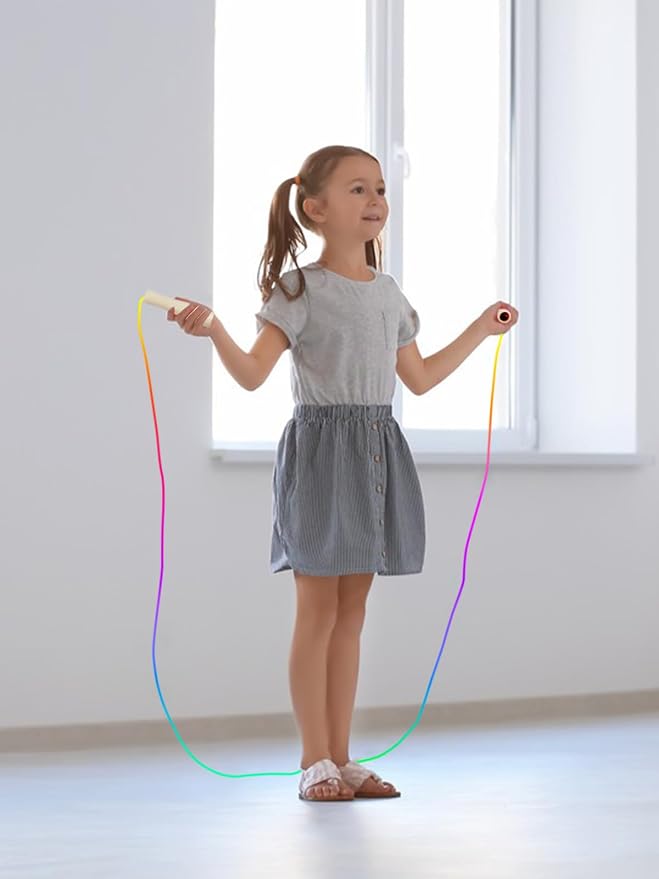 Jump Rope for Kids, Lorvain Adjustable Skipping Rope | Kids Jump Ropes with Wooden Handle for Girls Boys, Weighted Jumping Ropes for Fitness Workout Exercise Outdoor Fun Activity